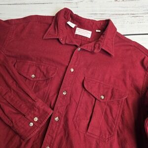 Vintage CC Filson Style 850 Cotton Heavy Flannel Shirt Mens 2XL Red Button USA